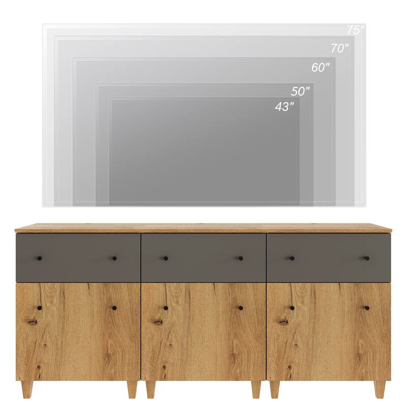 WAMPAT Modern TV Cabinet Stand with Drawers and Door