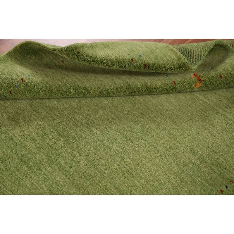 Hand Knotted Oriental 100% Wool Carpet Tribal Animal Pictorial Green Gabbeh Area Rug - 7' 7'' X 5' 3''
