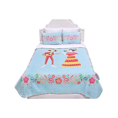 Dia De Los Muertos Halloween Lightweight Microfiber Quilt Set
