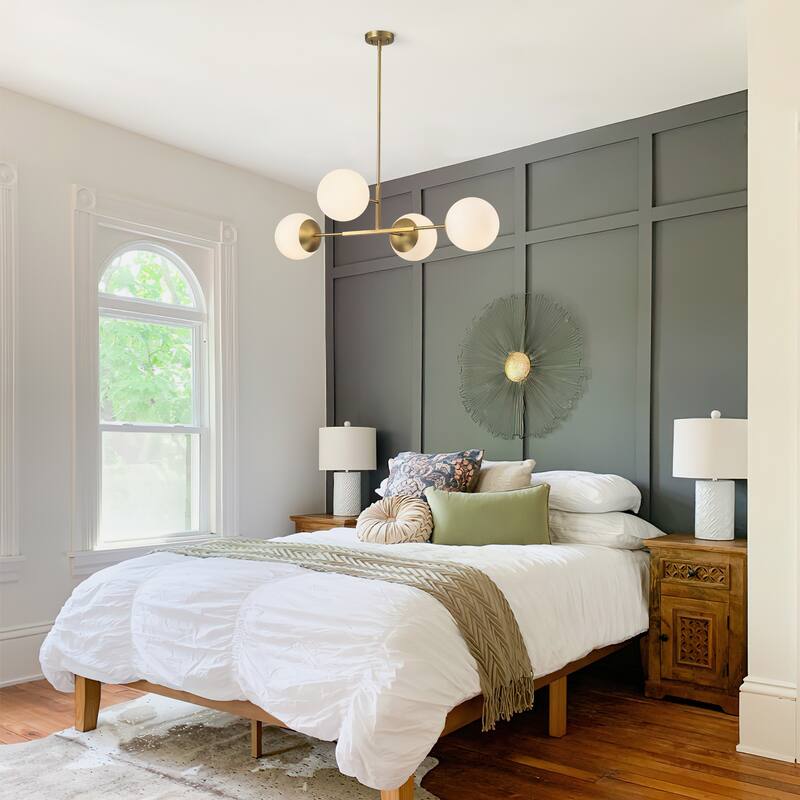 4 - Light Dimmable Gold Sputnik Modern Linear Globe Chandelier Kitchen Island Pendant Light - W41.73"