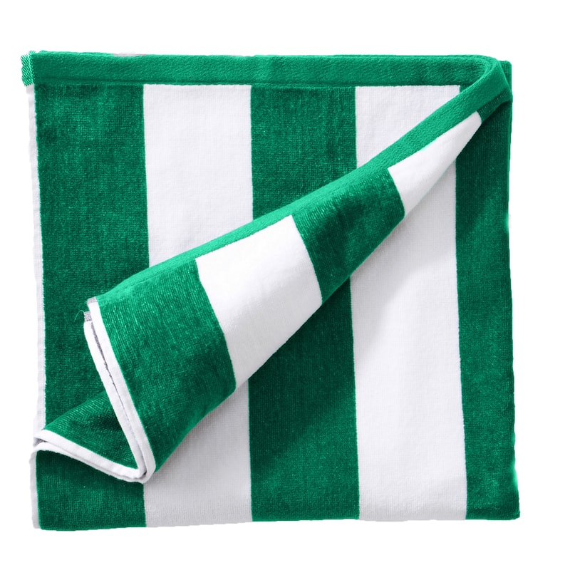 Linery & Co. Cotton Cabana Beach Towel - Oversized- 35" x 70" - Green