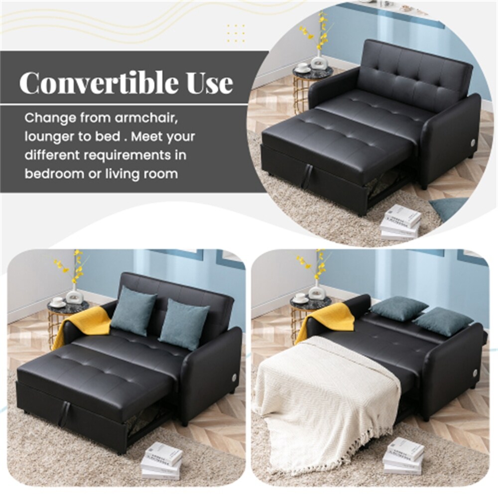 51inch Convertible Sleeper Bed Oversized Armchair with Dual USB