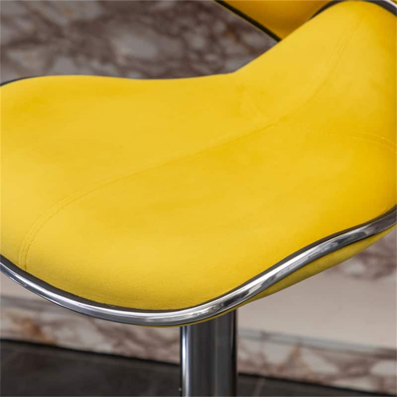 Velvet Upholstered Adjustable Swivel Barstool,Set of 2