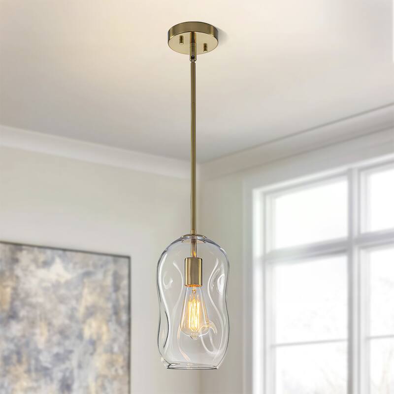 Starsky Modern Unique 1-light Abstract Clear Glass Pendant Light(Available in Single or Set of 2)