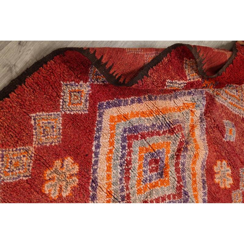 Tribal Moroccan Oriental Area Rug Wool Handmade Bedroom Carpet - 5'1" x 11'1"