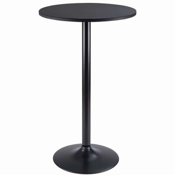 slide 2 of 8, Homall Bistro Pub Table Round Bar Height Cocktail Table Metal Base MDF Top Obsidian Table with Black Leg 23.8inch Top Black