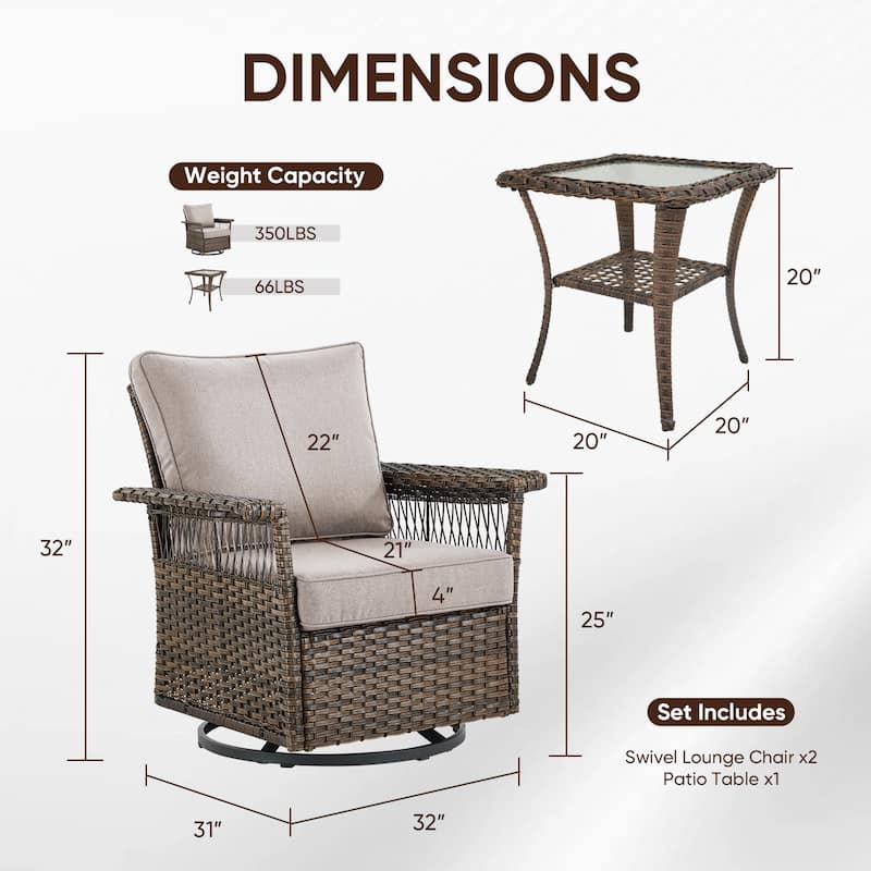Gymojoy Patio Furniture Set with Professional Outdoor Cushions
