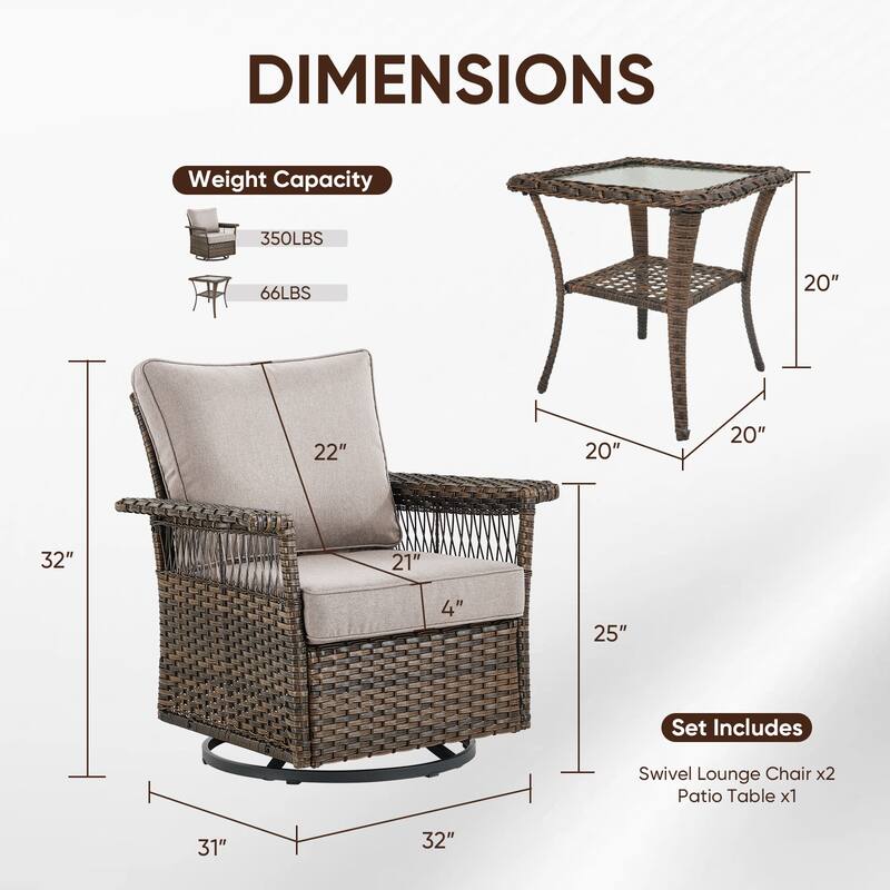 Gymojoy Patio Furniture Set with Professional Outdoor Cushions