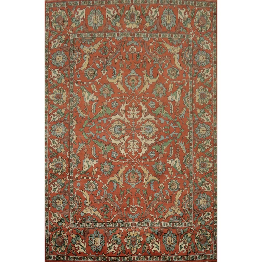 Hand Knotted Oriental 100% Wool Carpet Transitional All-Over Oranges & Rust Oushak Area Rug - 14' 10'' X 11' 9''