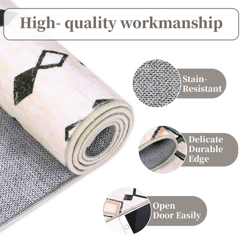Garvee Boho Area Rug Geometric Printed Faux Wool Soft Floor Cover
