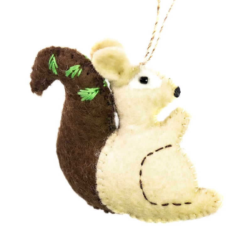 Squirrel Handmade Felt Ornaments, Set of 2