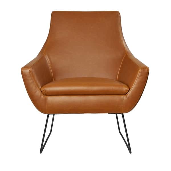 Retro Mod Distressed Camel Faux Leather Arm Chair Retro Mod Distressed Camel Faux Leather Arm Chair