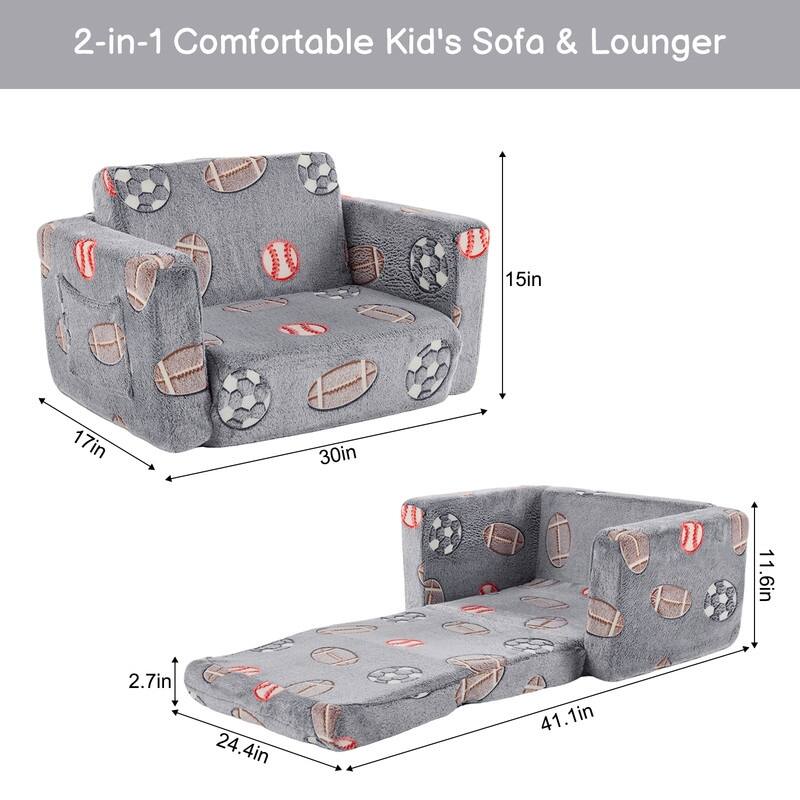1-Piece Full Sponge Kids Single Folding Sofa Bed With Luminous Feature