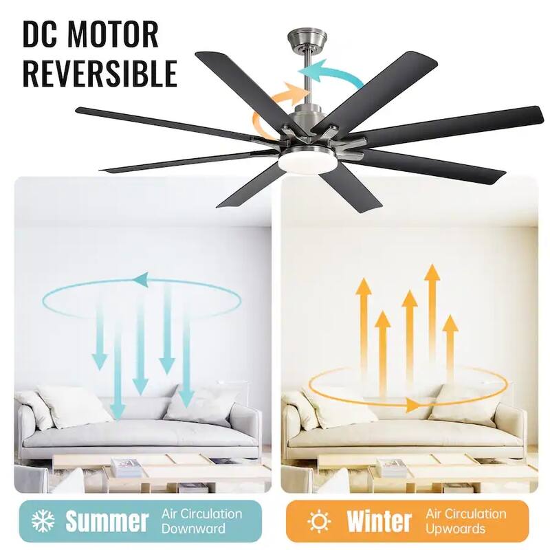 52/60/66 Inch Downrod Ceiling Fan with Light,Plywood Blades,Reversible DC Motor