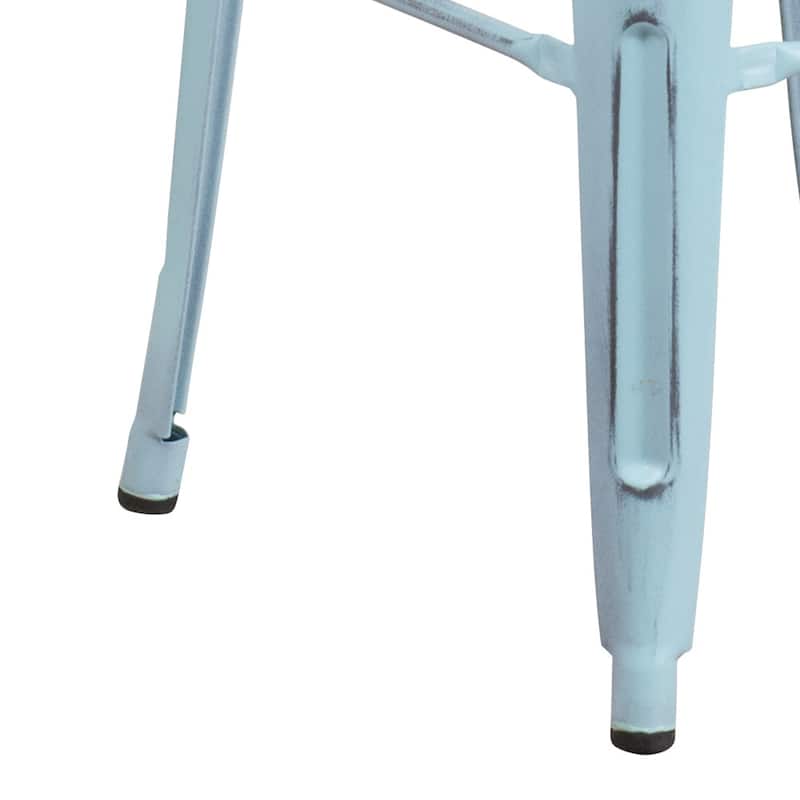 4 Pack 30"H Backless Distressed Metal Indoor-Outdoor Barstool