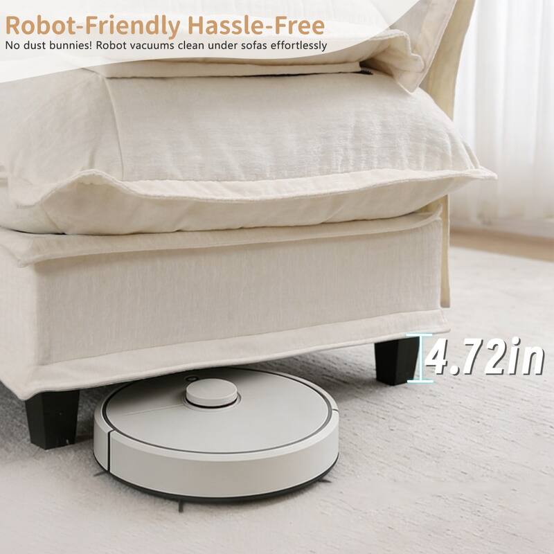 107.8" Chenille Sectional Sofa with Movable Ottoman