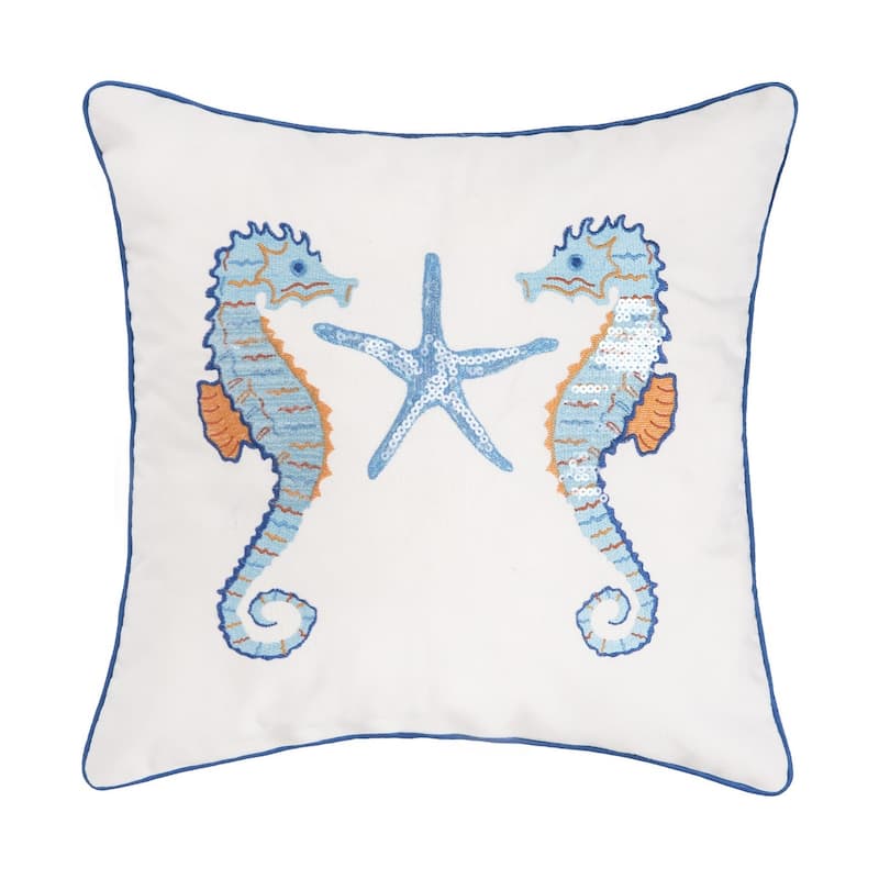 16" x 16" Galapagos Seahorse Sequined Throw Pillow