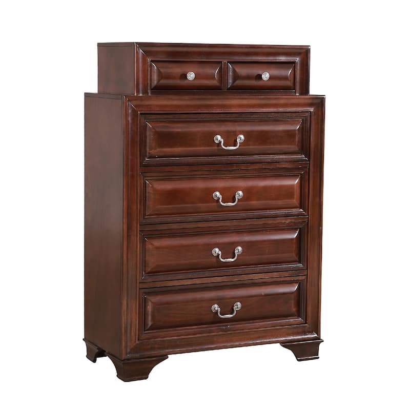 7-Drawer Wooden Bedroom Chest - 52" - Dark Brown