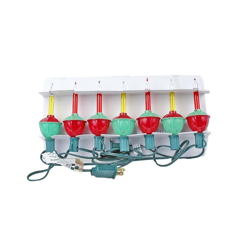 7 Light Traditional Christmas Bubble Light Set, Red and Yellow Liquid, 7 Feet