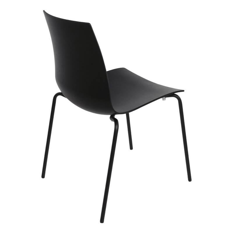 Furnish Theory Aero-S Pro Indoor/Outdoor Stackable Dining Side Chairs Polypropylene Shell & Powder-Coated Steel Legs (Set of 2)