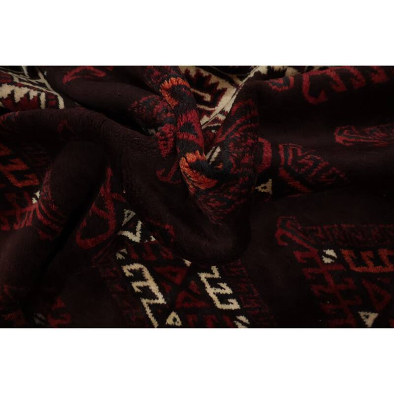 Hand Knotted Oriental 100% Wool Carpet Traditional All-Over Red Turkoman Area Rug - 10' 3'' X 7' 3''