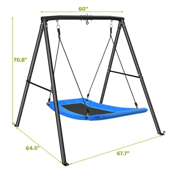 Trekassy 60" Large Heavy Duty Metal Swing Set, 440lbs Saucer Swing with Frame for Kids Outdoor Backyard(Blue)