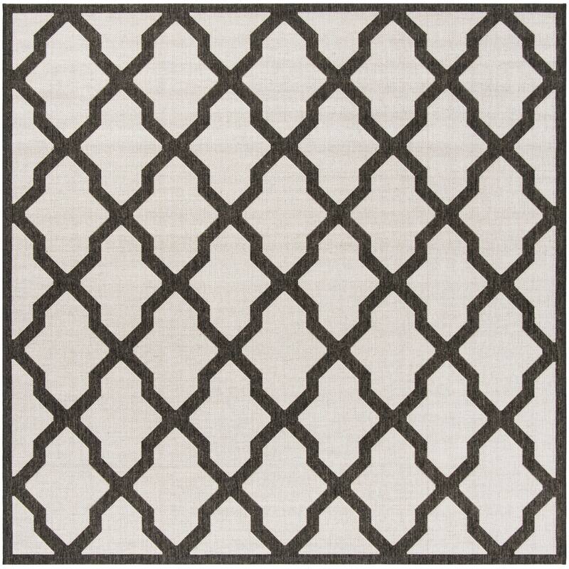 SAFAVIEH Linden Shirleyann Trellis Indoor/ Outdoor Patio Backyard Rug - 6'7" Square - Light Grey/Charcoal
