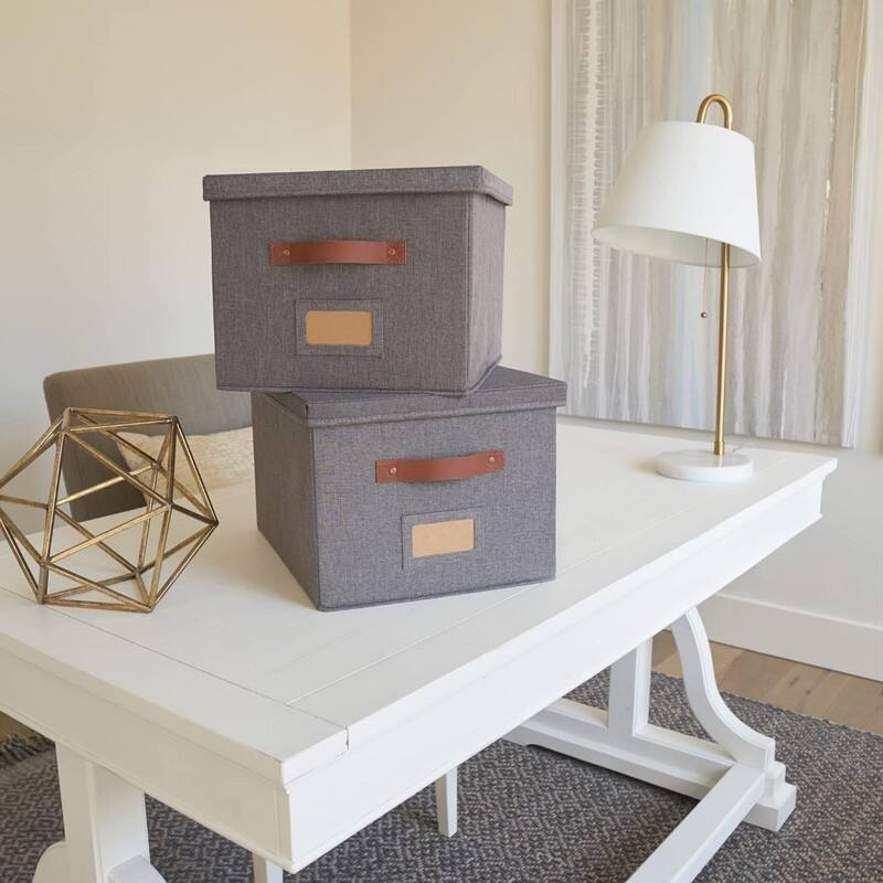 Decorative File Organizer Box Set of 2