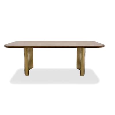 Cid Jorie 87 Inch Dining Table, Rectangular Top, Walnut Brown Veneer, Steel