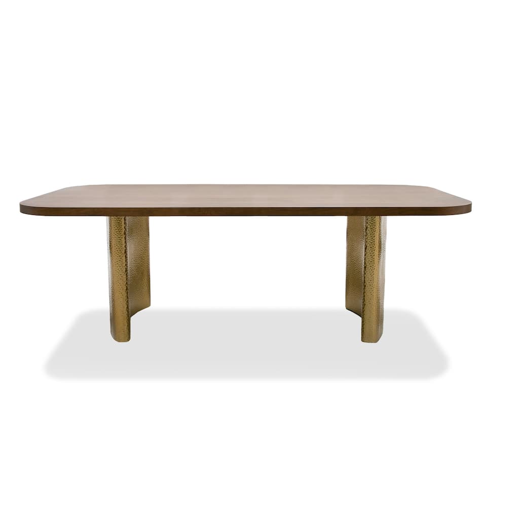 Cid Jorie 87 Inch Dining Table, Rectangular Top, Walnut Brown Veneer, Steel