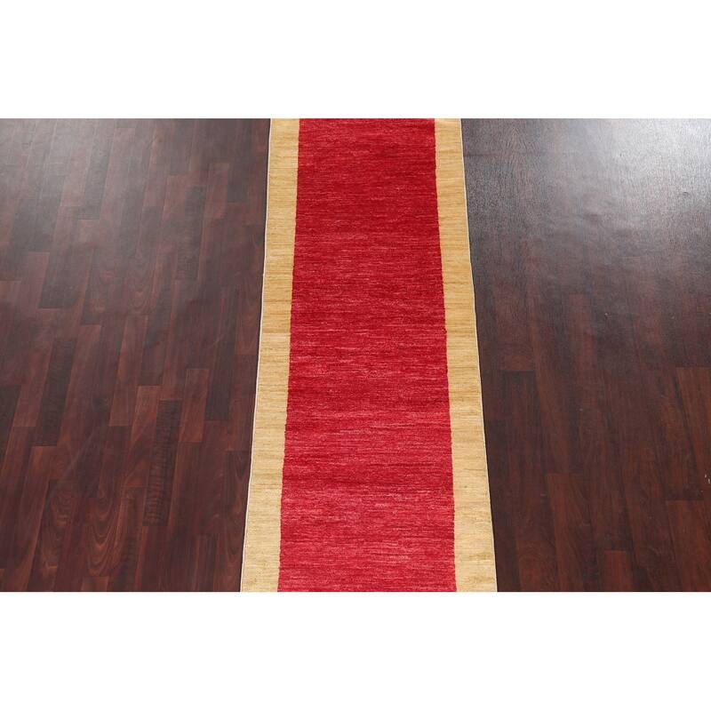 Oriental Gabbeh Kashkoli Wool Runner Rug Hand-knotted Hallway Carpet - 2'8" x 9'11"