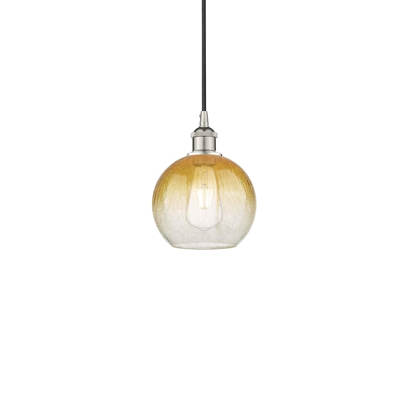 Innovations Lighting 616-1P-11-8 Brookhaven Globe Pendant Brookhaven - Polished Nickel / Amber