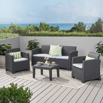 Outdoor Sofa Set with Table, 4-Pcs Set