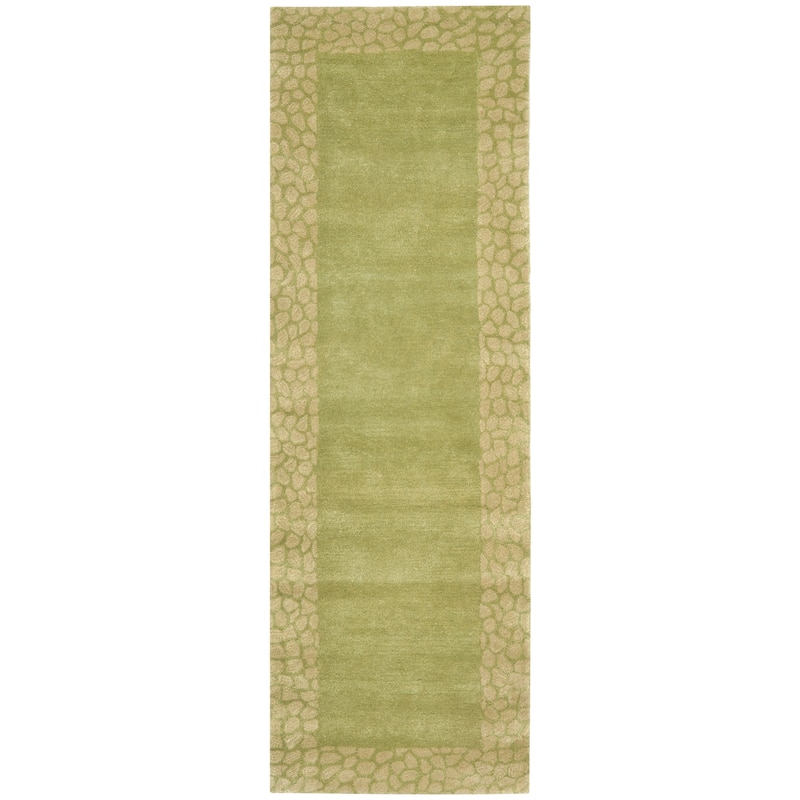 SAFAVIEH Handmade Soho Samatha Borders N.Z. Wool Rug - 2'6" x 8' Runner - Green/Light Green