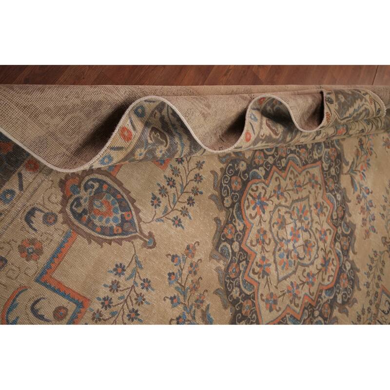 Geometric Tabriz Persian Vintage Area Rug Handmade Wool Carpet - 9'4" x 12'7"