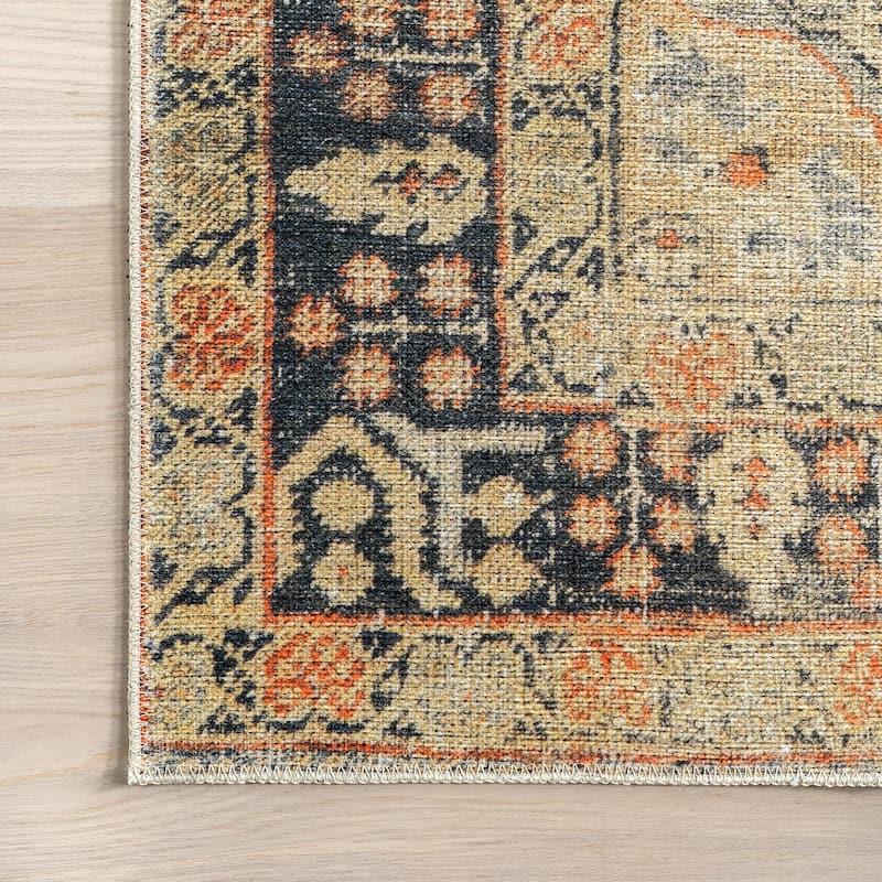 Nuloom Esmeralda SpinClean Distressed Medallion Area Rug
