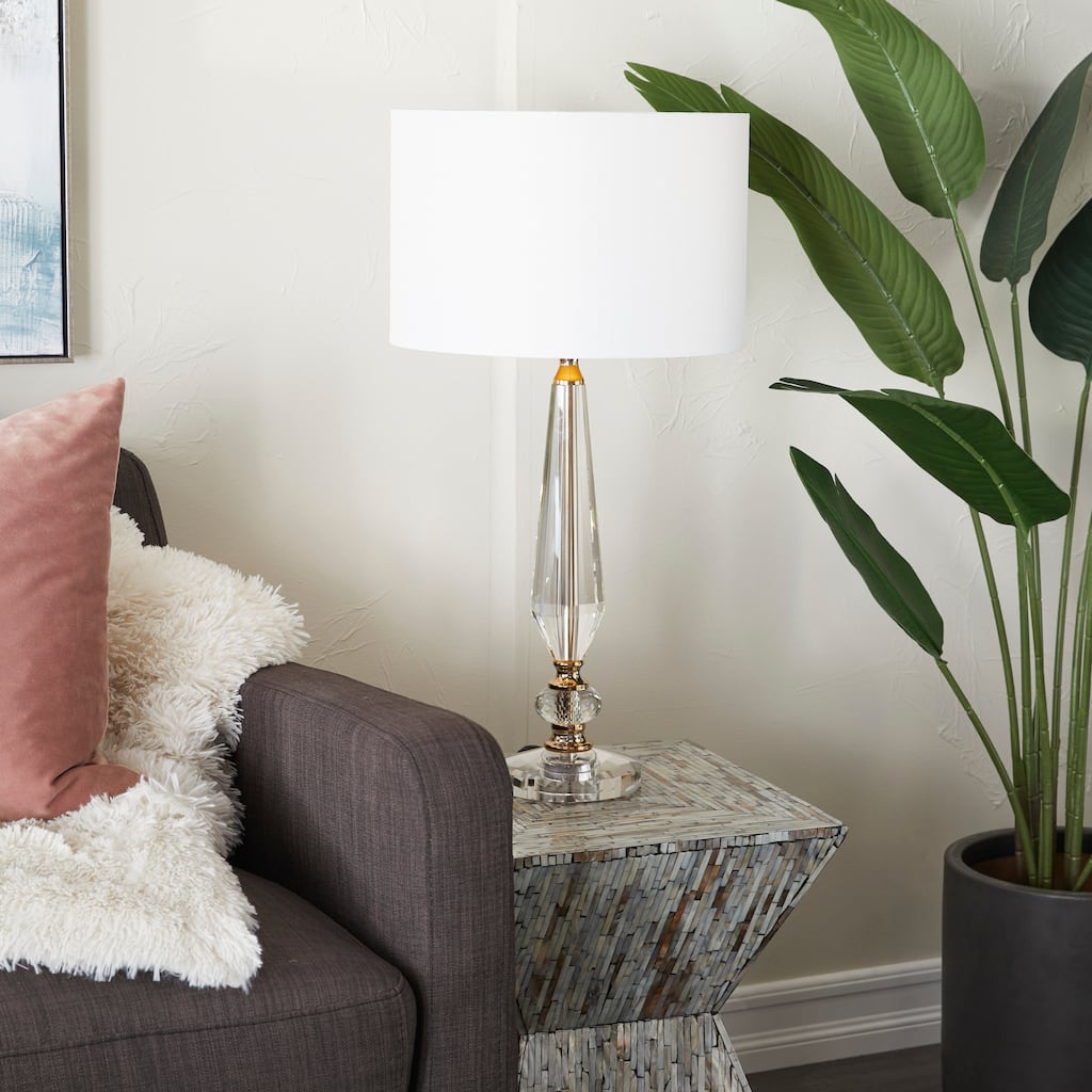 Clear Crystal Room Buffet Lamp with Gold Accents