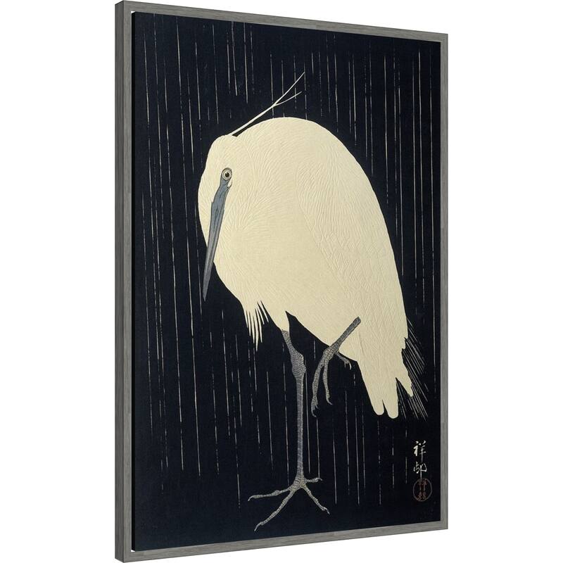 Egret in the Rain, 1925-1936 by Ohara Koson Framed Canvas Wall Art Print