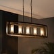 preview thumbnail 1 of 21, 5-Light Mid-Century Modern Industrial Linear Kitchen Island Pendant Vintage Rectangle Glass Chandelier Oil Rubbed Bronze