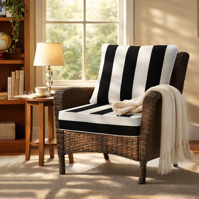 24''Wx24''Dx5.5''in T Outdoor Indoor Patio Premium Fabric Seat Cushions Set (Seat & Back)