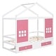 preview thumbnail 22 of 24, Twin Size Farmhouse Style Pine Wood House Bed with 2 Drawers, Wood Platform Bed Frame with Window for Kids Boys Girls