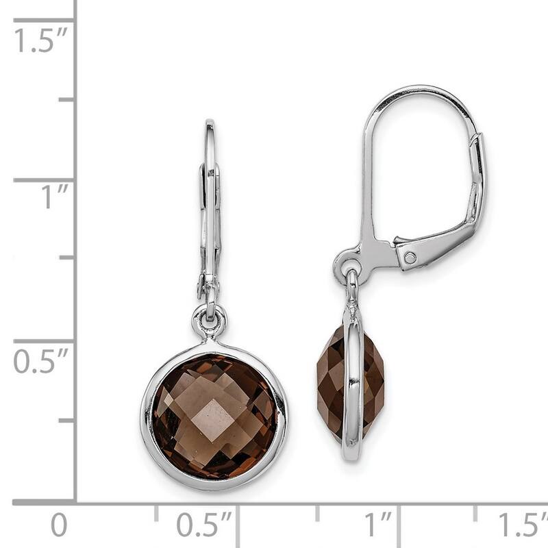 Curata 925 Sterling Silver Large Smokey Quartz Dangle Leverback Earrings 28x11mm