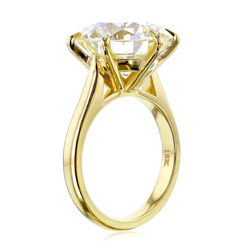 Kobelli 10.51 Carat Natural Diamond GIA Certified 18k Solid Gold Round Solitaire Cathedral One-of-a-Kind Katz Engagement Ring