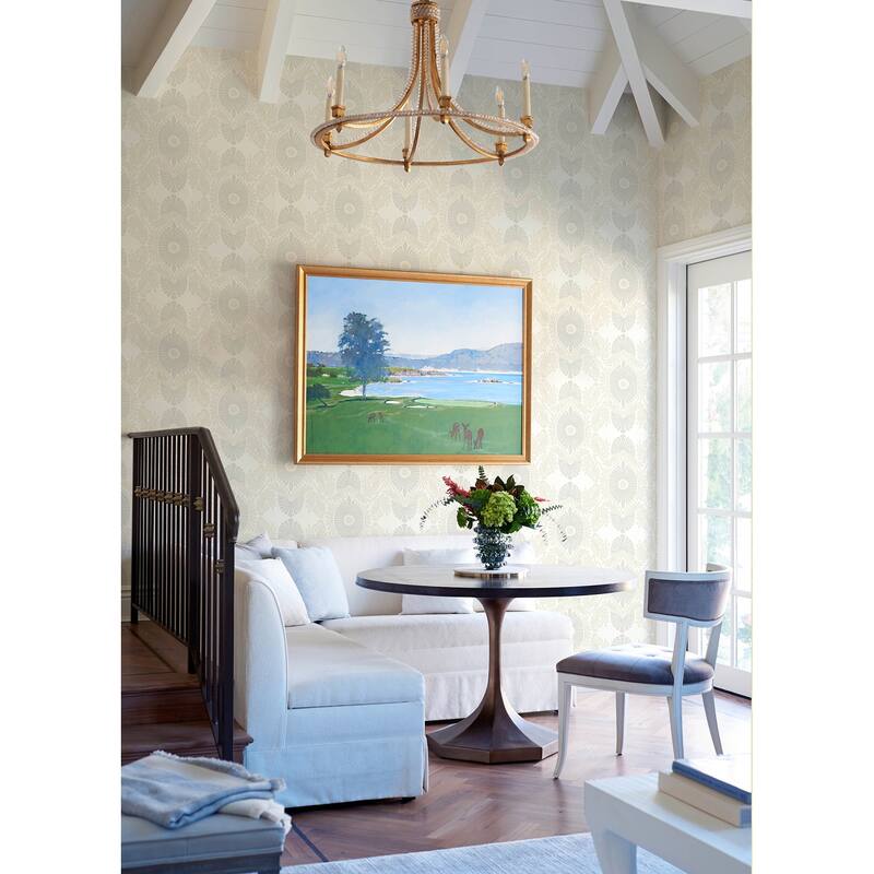 A-Street Prints Villa Bone Embellished Ogee Wallpaper