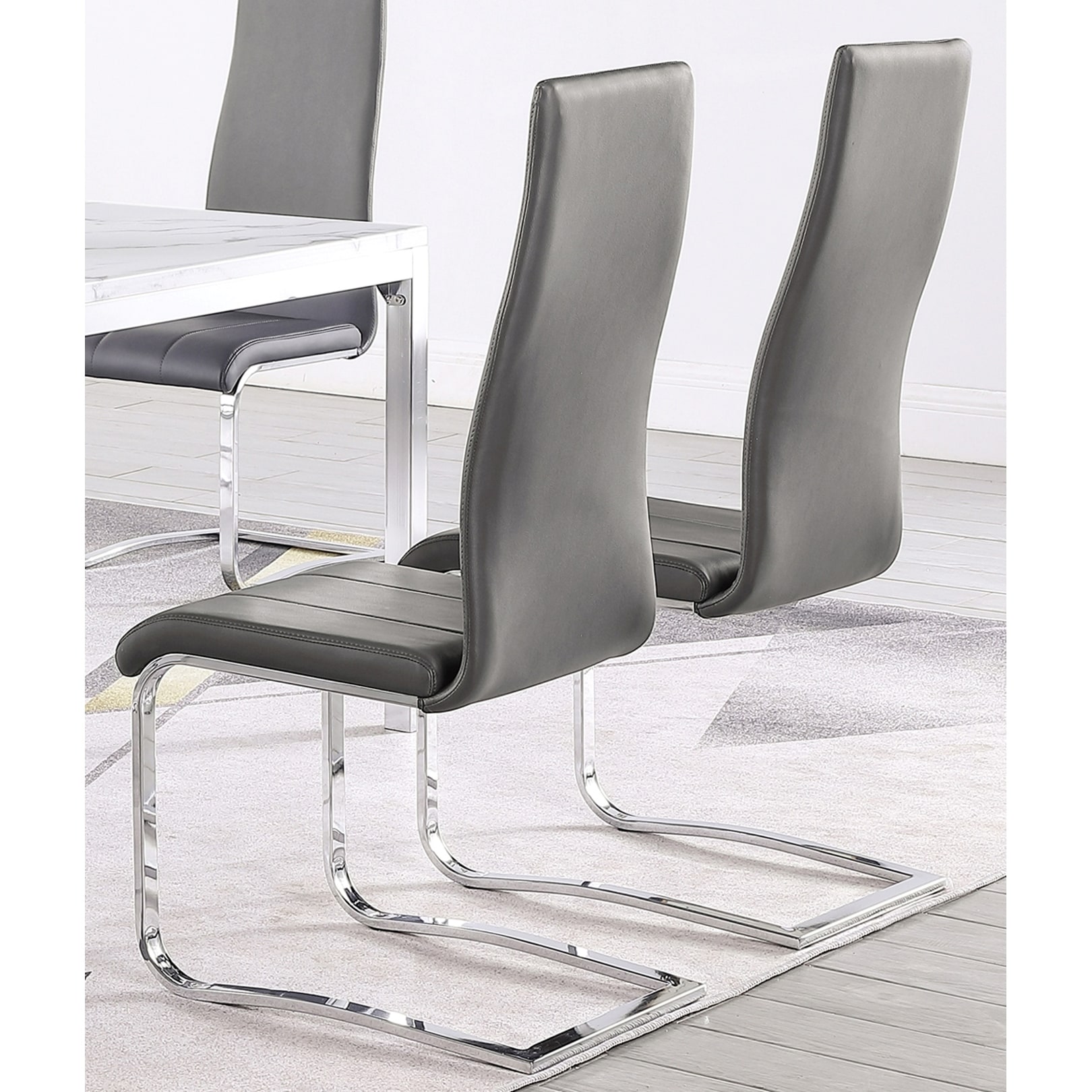Contemporary Modern Design Grey Upholstered Dining Chair with