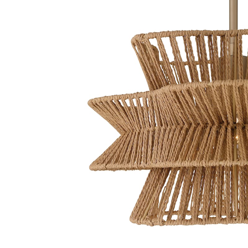 Acroma 1-light Farmhouse Coastal Woven Chandelier for Dining Room - 16'' D * 61'' H