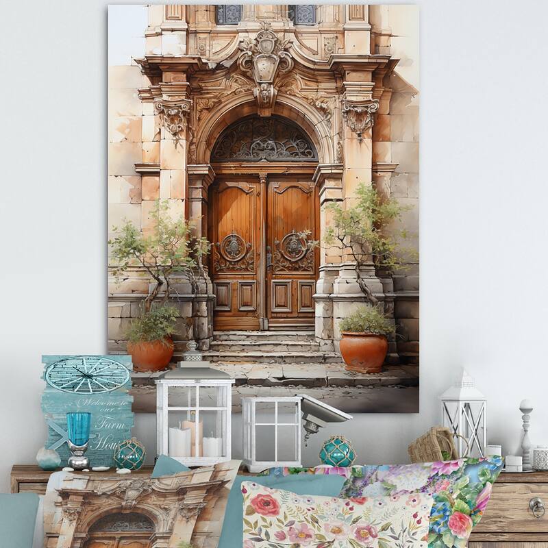 Designart "France Lyon Old Town Door III" France Wall Art Living Room