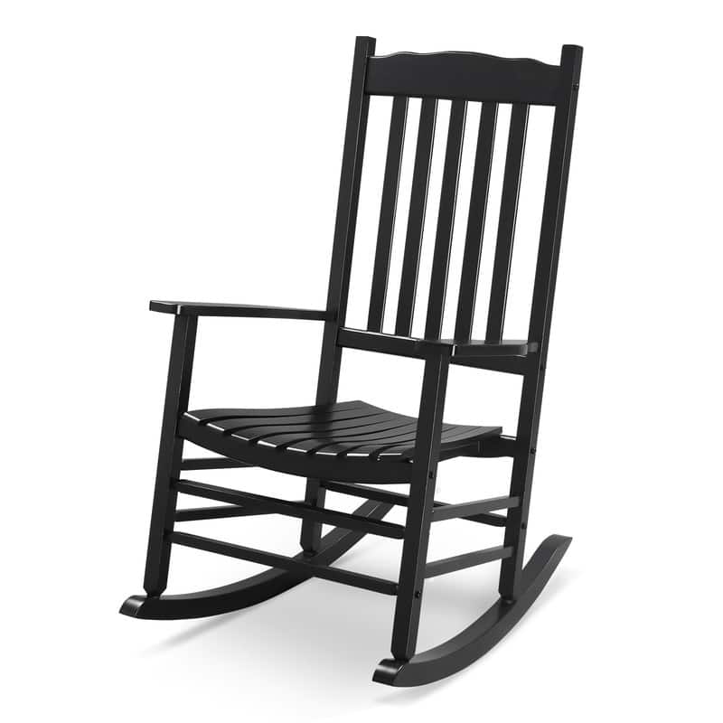 Patio Porch Solid Wood Rocker Chair - Black