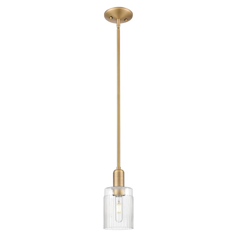 Innovations Lighting Endless Possibilities Arcadia - Hadley - 1 Light 5" Stem Hung Mini Pendant - Clear/Brushed Brass