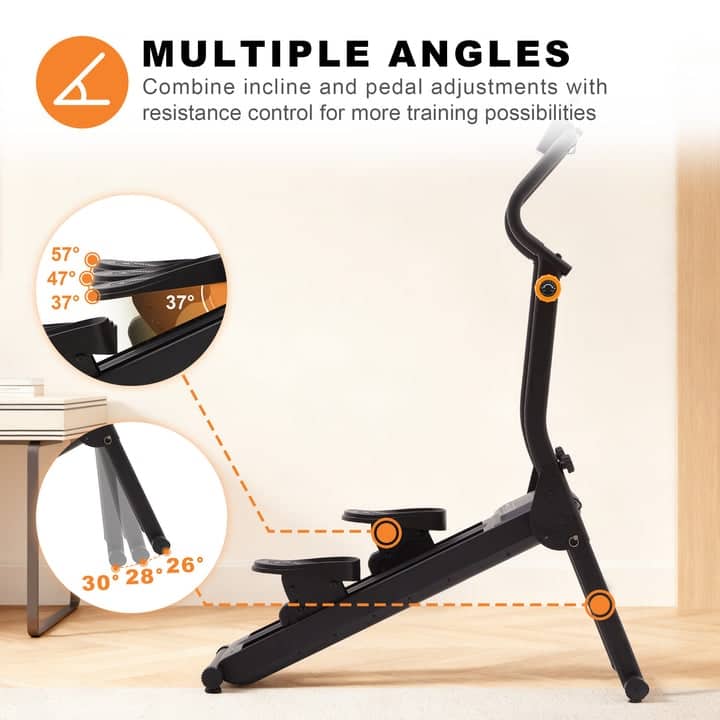 Upgraded Magnetic Stair Stepper for Home, 16-Level Adjustable Resistance up to 77LBS, with Cup Holder & Bluetooth APP